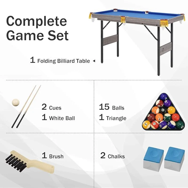 SUGIFT 48in Foldable Pool Table, Portable Folding Billiard Table, Indoor Pool Arcade Game Table Blue (No ratings yet)