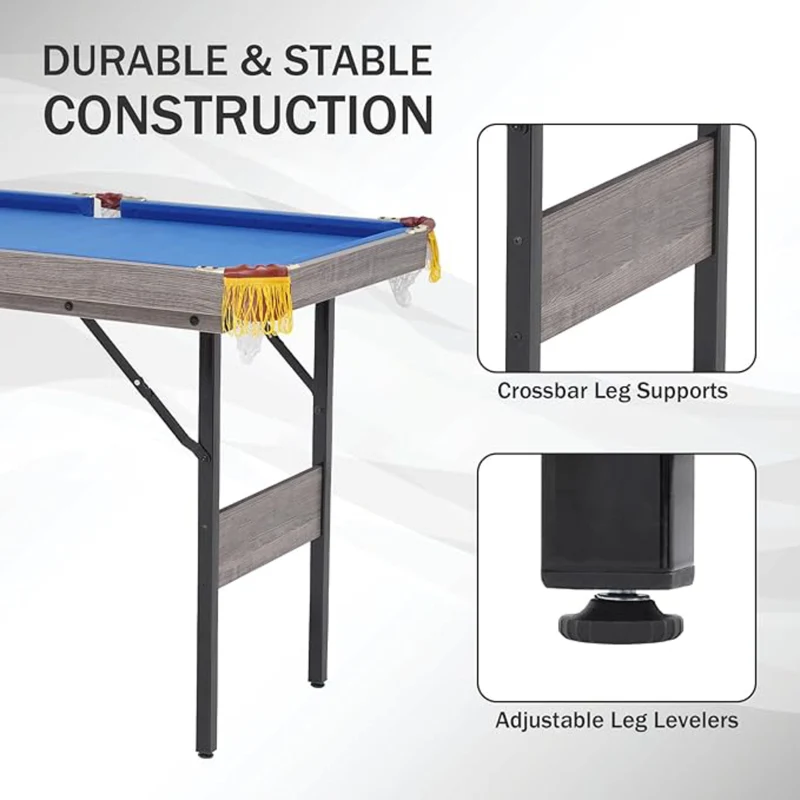 SUGIFT 48in Foldable Pool Table, Portable Folding Billiard Table, Indoor Pool Arcade Game Table Blue (No ratings yet)