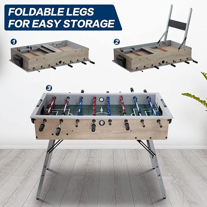 SUGIFT 48in Game Room Size Folding Foosball Table, Table Soccer Game w/2 Balls for Home
