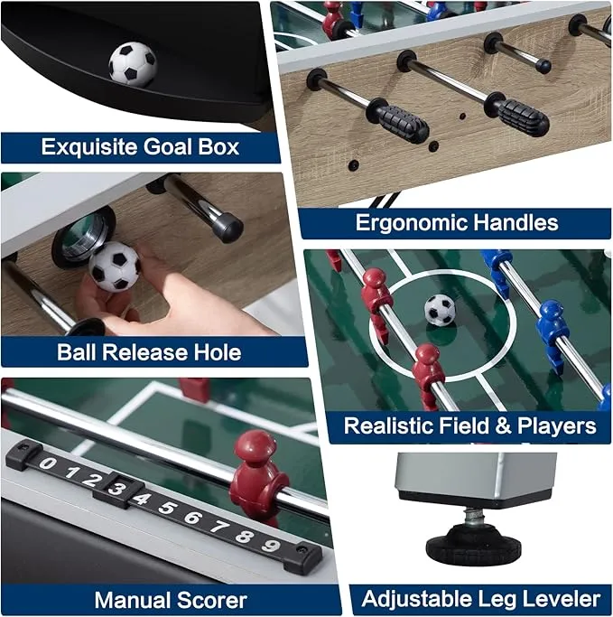 SUGIFT 48in Game Room Size Folding Foosball Table, Table Soccer Game w/2 Balls for Home