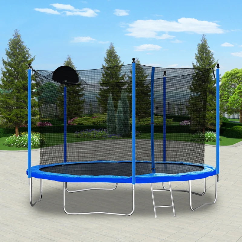 SUGIFT 12FT Trampoline Basketball Hoop, Outdoor Trampolines