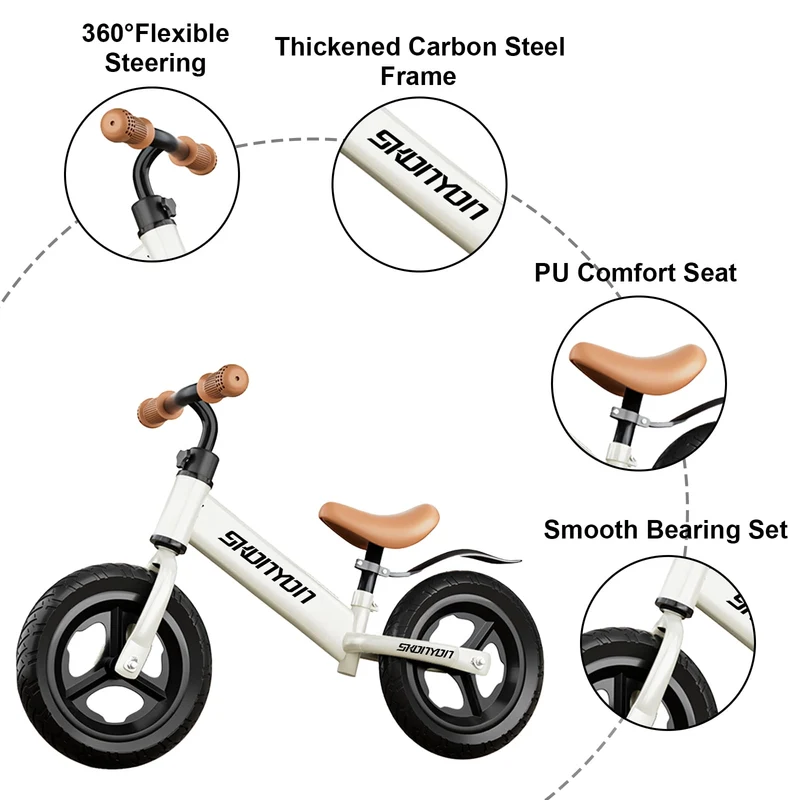 SUGIFT Toddler Balance Bike Toys for 2-5 Years Old Boys Girls 12 Kids Training Balance Bike No Pedals Bike White