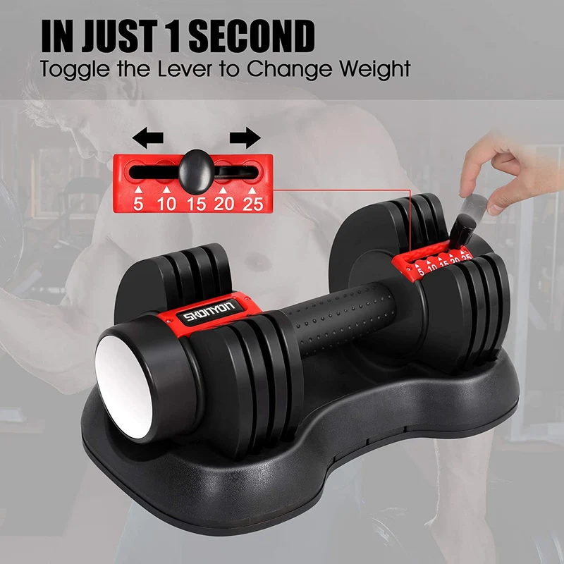 SUGIFT Adjustable Dumbbell Barbell 25 lbs Weight with Handle and Weight Plate for Gym and Home, Single
