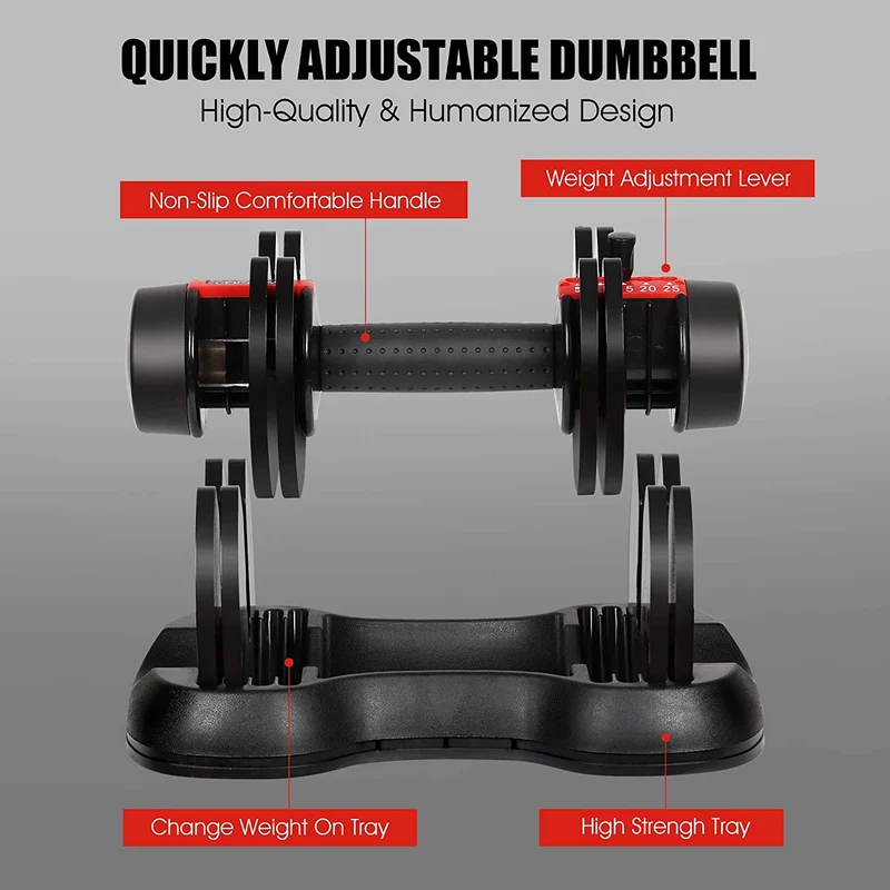 SUGIFT Adjustable Dumbbell Barbell 25 lbs Weight with Handle and Weight Plate for Gym and Home, Single
