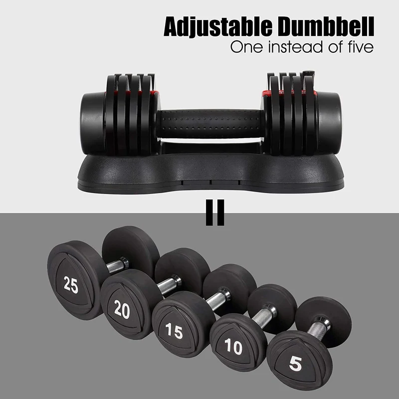 SUGIFT Adjustable Dumbbell Barbell 25 lbs Weight with Handle and Weight Plate for Gym and Home, Single