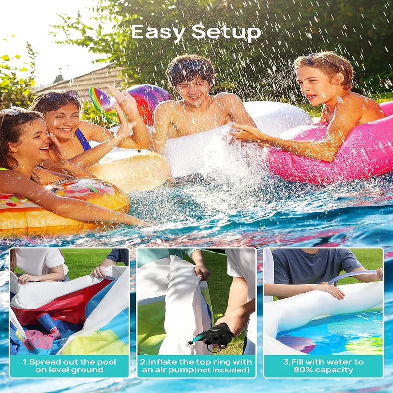 SUGIFT 15ft x 35in Round Above Ground Inflatable Swimming Pool Set Include Filter Pump and Cover