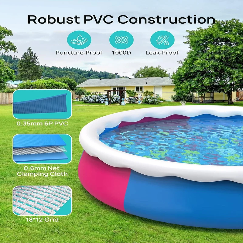 SUGIFT 15ft x 35in Round Above Ground Inflatable Swimming Pool Set Include Filter Pump and Cover