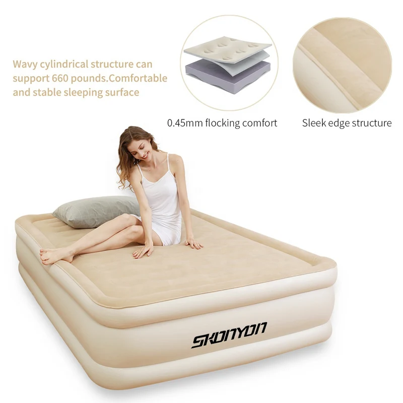 Air Beds Mattresses SUGIFT Flocking Inflatable PVC Air Beds Mattresses For Home Indoor And Outdoor Use