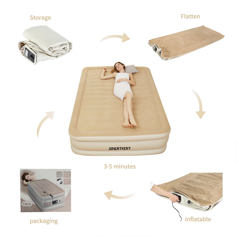 Air Beds Mattresses SUGIFT Flocking Inflatable PVC Air Beds Mattresses For Home Indoor And Outdoor Use