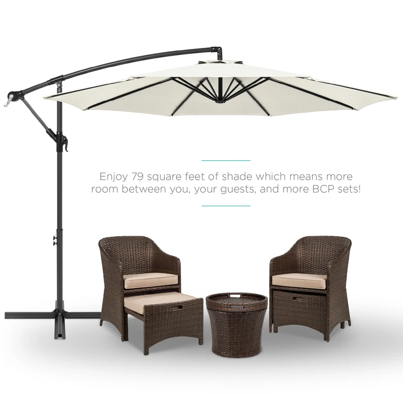 SUGIFT 10ft Offset Hanging Outdoor Market Patio Umbrella