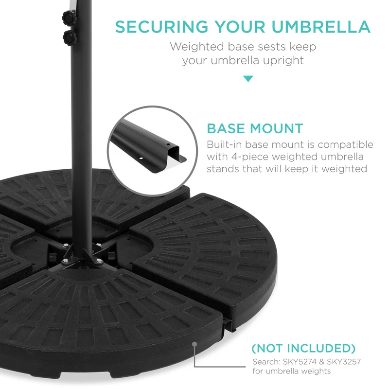 SUGIFT 10ft Offset Hanging Outdoor Market Patio Umbrella