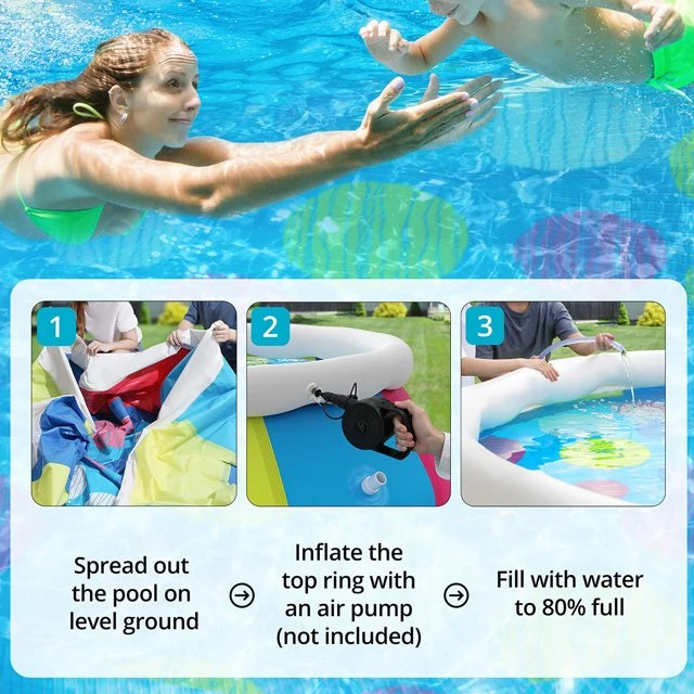 SUGIFT 10ft Inflatable Above Ground Swimming Pool for Kids Adults Family Backyard Garden
