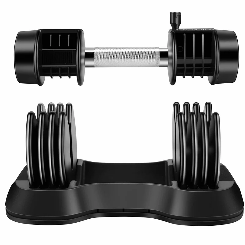 SUGIFT Adjustable Dumbbell Barbell 25 lbs Weight with Handle and Weight Plate for Gym and Home, Single
