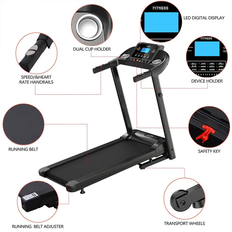 SKONYON A5 Folding Treadmill with Multi-Functional LED Display for Home Gyms