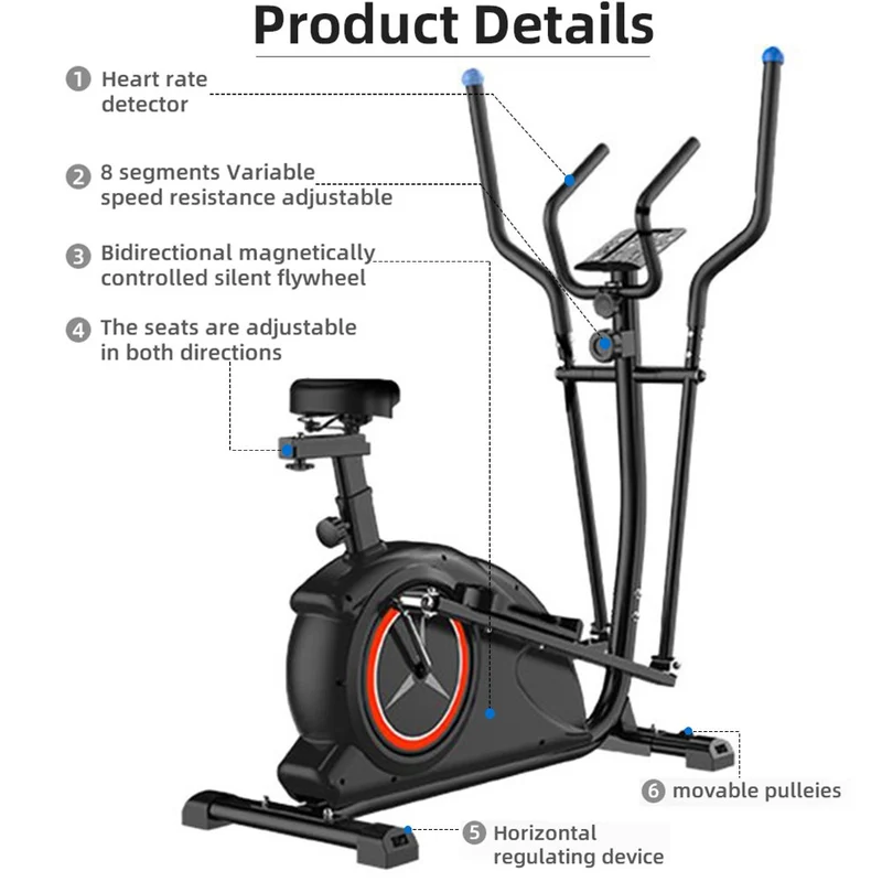 SKONYON Magnetic Elliptical Bike With seat Device Holder LCD Monitor for Home Cardio Workout