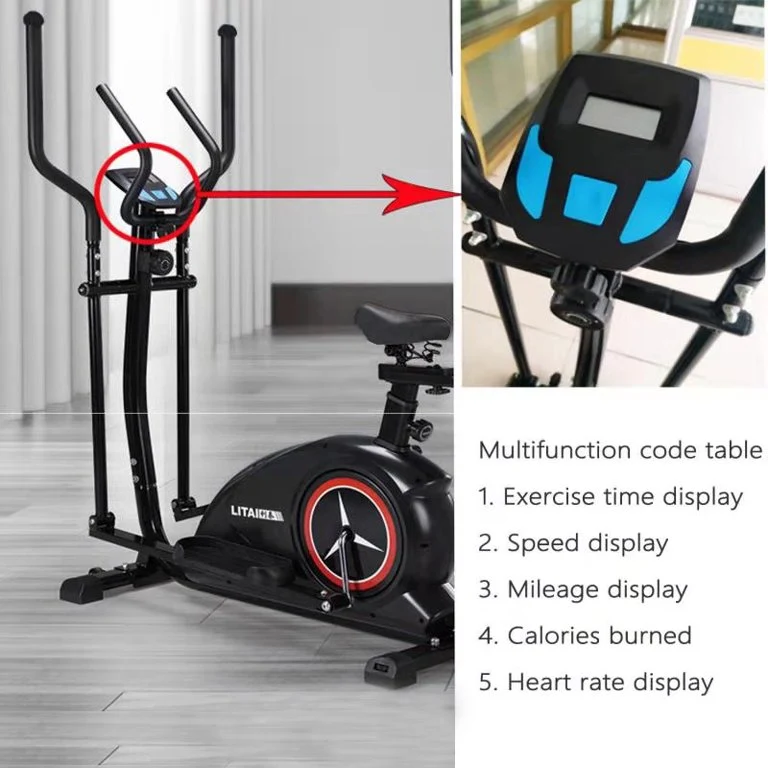 SKONYON Magnetic Elliptical Bike With seat Device Holder LCD Monitor for Home Cardio Workout