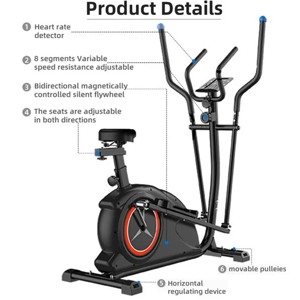 SKONYON 2-in-1 Upright Exercise Bike and Elliptical Trainer with Seat LCD Console