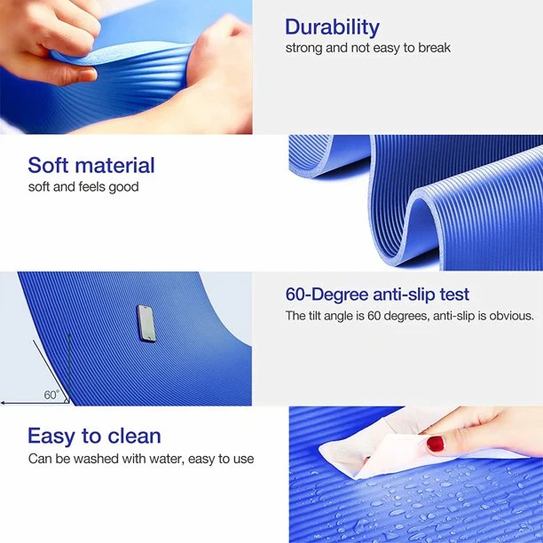 SKONYON 2/5-Inch Extra Thick Yoga Mat£¬High Density Foam Exercise Mat with Carrying Strap,Blue