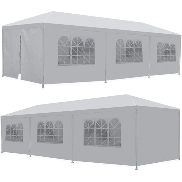 SUGIFT 10 x30 Outdoor Gazebo White Canopy with sidewalls Party Wedding Tent Cater Events Pavilion Beach BBQ (10'X30')