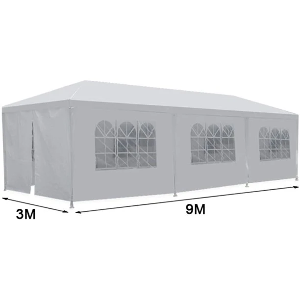 SUGIFT 10 x30 Outdoor Gazebo White Canopy with sidewalls Party Wedding Tent Cater Events Pavilion Beach BBQ (10'X30')