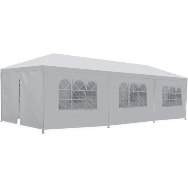SUGIFT 10 x30 Outdoor Gazebo White Canopy with sidewalls Party Wedding Tent Cater Events Pavilion Beach BBQ (10'X30')