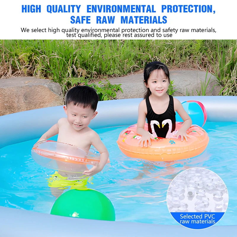 SUGIFT 8FT Inflatable Pool Full-Sized Family Lounge Pools Thicker Abrasion Resistant Material