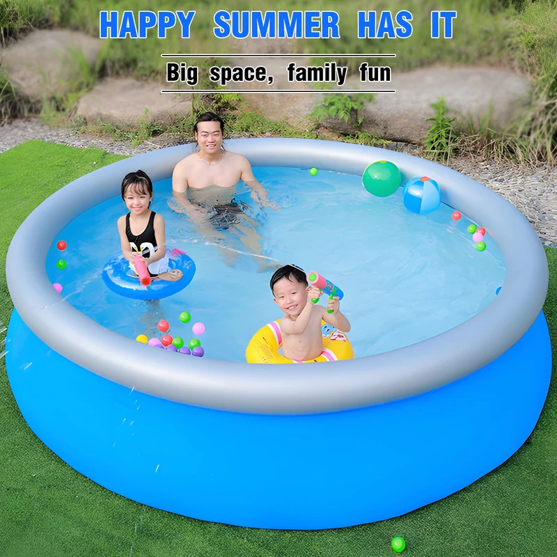 SUGIFT 8FT Inflatable Pool Full-Sized Family Lounge Pools Thicker Abrasion Resistant Material