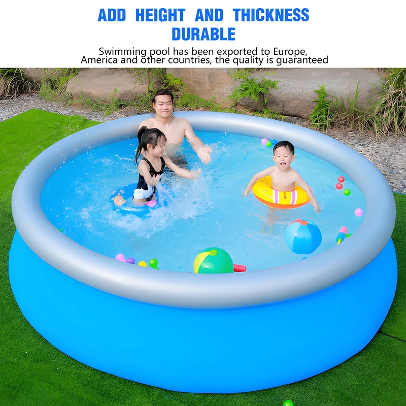 SUGIFT 8FT Inflatable Pool Full-Sized Family Lounge Pools Thicker Abrasion Resistant Material