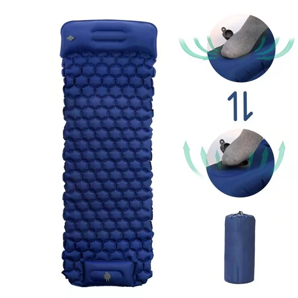 Compact Camping Sleeping Pad, Self Inflatable Sleeping Mat with Pillow Built-in Pump, Waterproof Camping Air Mattress for Backpacking, Hiking, Tent, Traveling