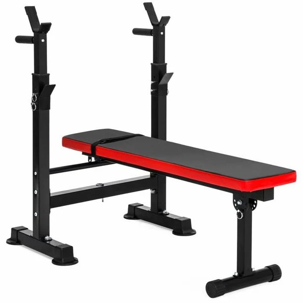SUGIFT Weight Bench Adjustable Folding Fitness Barbell Rack & Weight Bench Set for Home Gym, Fast Folding-2022 Version