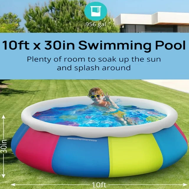 Family 10ft x 30in Above Ground Inflatable Round Swimming Pool
