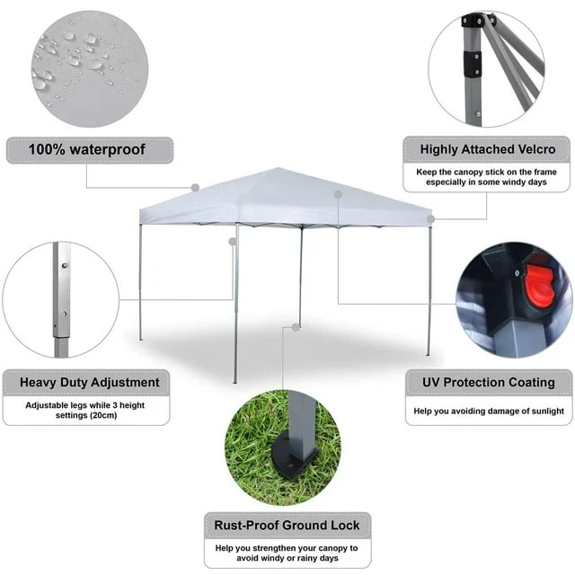 SUGIFT Durable Ez Pop-up Canopy Tent with Bag 10x10, White