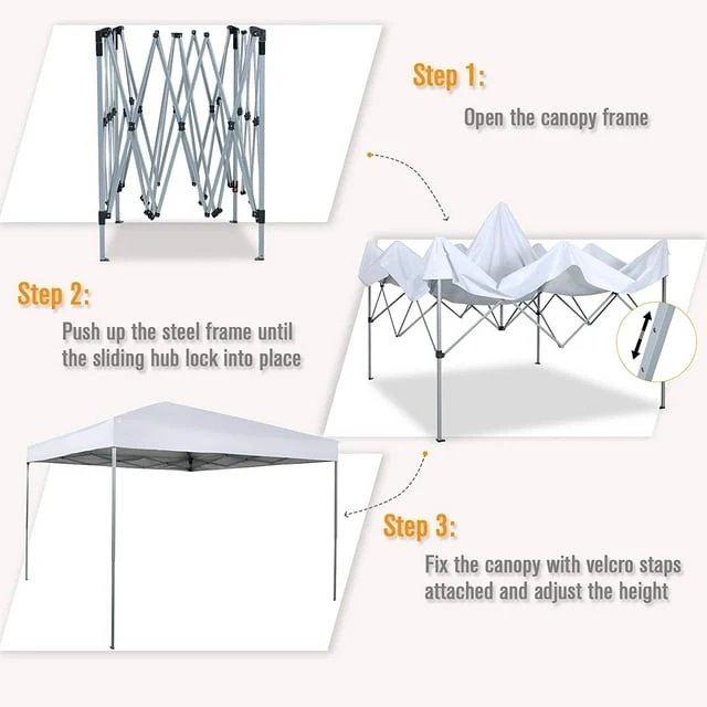 SUGIFT Durable Ez Pop-up Canopy Tent with Bag 10x10, White