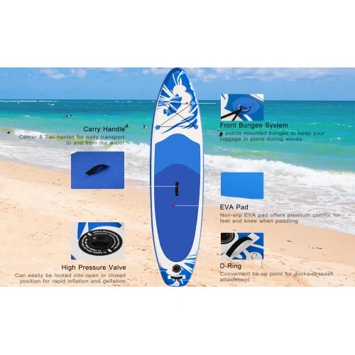 SUGIFT Inflatable Stand Up Paddle Board with Carry Bag(10 Feet,Blue And White)