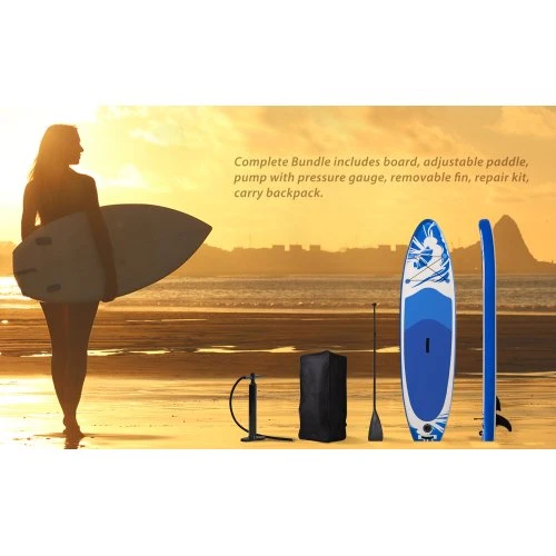 SUGIFT Inflatable Stand Up Paddle Board with Carry Bag(10 Feet,Blue And White)