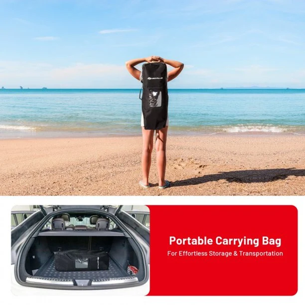 SUGIFT Inflatable Stand Up Paddle Board with Carry Bag (10 Feet,Black And Red)