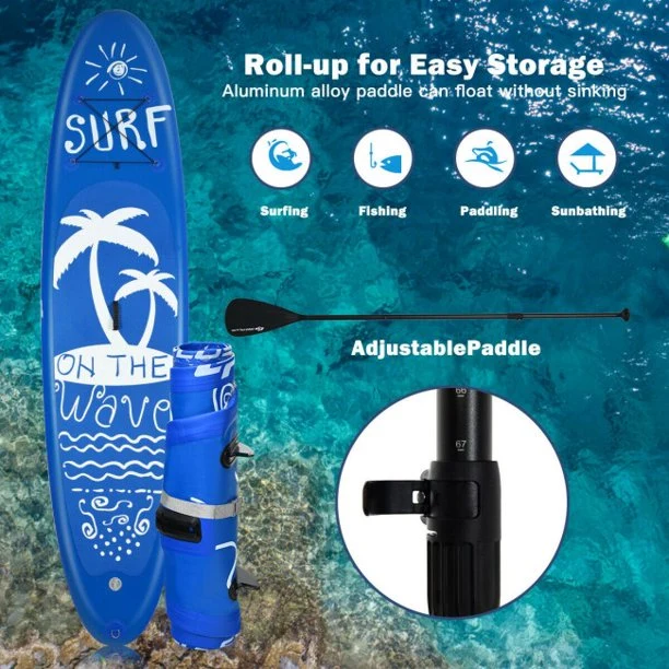 SUGIFT Inflatable Stand Up Paddle Board with Carry Bag (11 Feet,Blue And White)