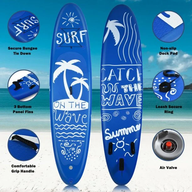 SUGIFT Inflatable Stand Up Paddle Board with Carry Bag (11 Feet,Blue And White)