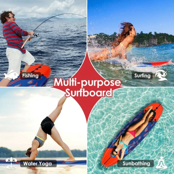 SUGIFT Inflatable Stand Up Paddle Board with Carry Bag (6 Feet,Blue And Red)