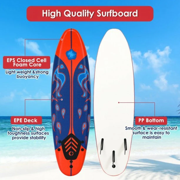 SUGIFT Inflatable Stand Up Paddle Board with Carry Bag (6 Feet,Blue And Red)