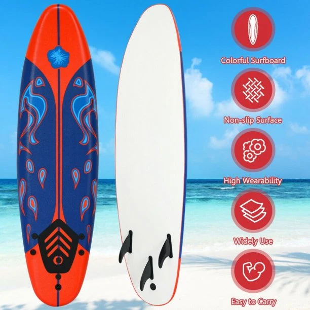 SUGIFT Inflatable Stand Up Paddle Board with Carry Bag (6 Feet,Blue And Red)
