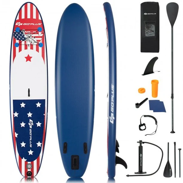 SUGIFT Inflatable Stand Up Paddle Board with Carry Bag (11 Feet,Blue And Red)