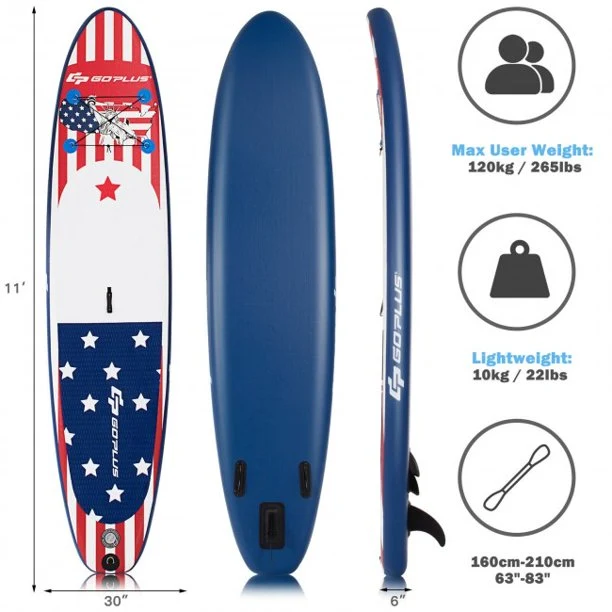 SUGIFT Inflatable Stand Up Paddle Board with Carry Bag (11 Feet,Blue And Red)