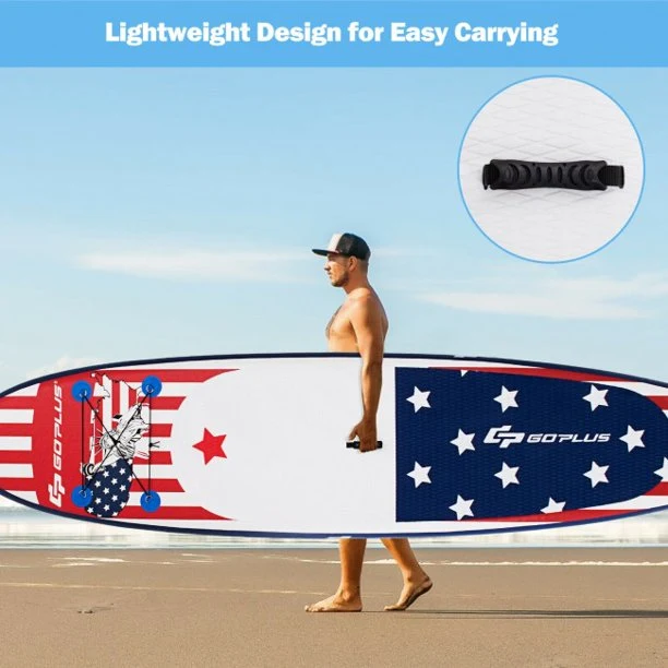 SUGIFT Inflatable Stand Up Paddle Board with Carry Bag (11 Feet,Blue And Red)