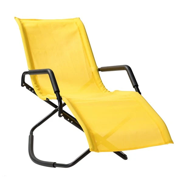 SUGIFT Foldable Lounger Outdoor Patio 61 inch Long Folding Reclining Single Chaise Yellow