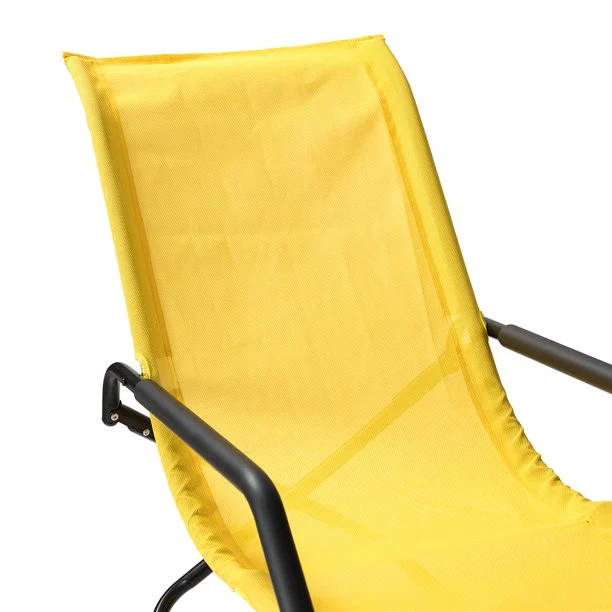 SUGIFT Foldable Lounger Outdoor Patio 61 inch Long Folding Reclining Single Chaise Yellow