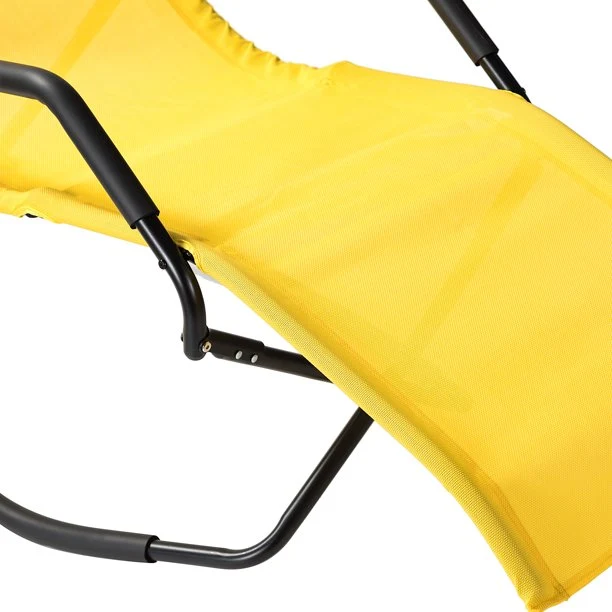 SUGIFT Foldable Lounger Outdoor Patio 61 inch Long Folding Reclining Single Chaise Yellow