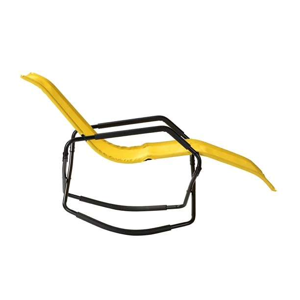 SUGIFT Foldable Lounger Outdoor Patio 61 inch Long Folding Reclining Single Chaise Yellow