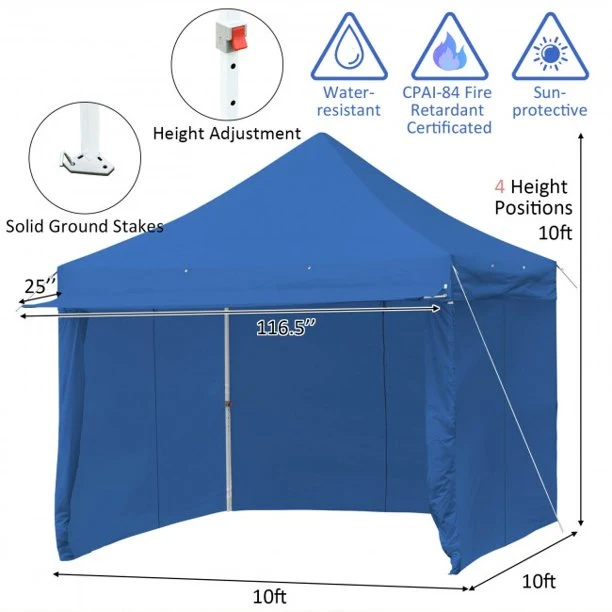 SUGIFT 10x10 ft Garden Gazebo Pop up Gazebo with 4 Height and Adjust Folding Awning