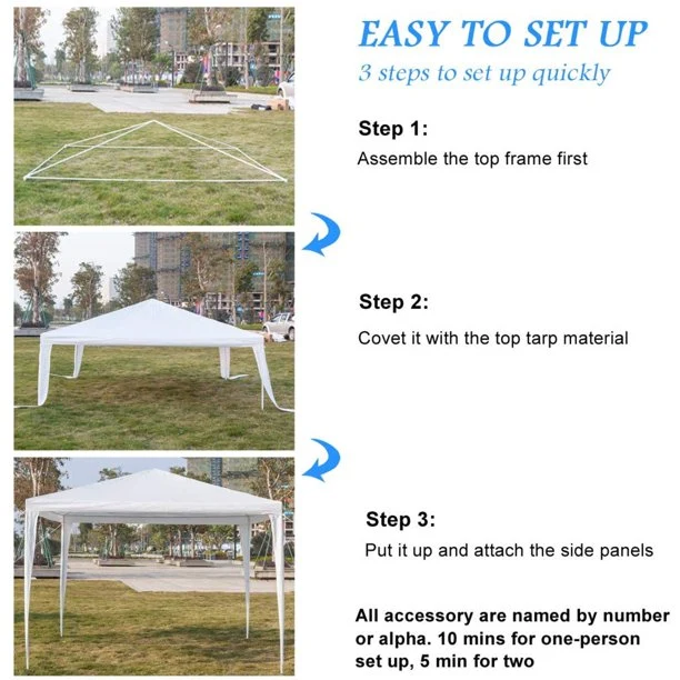SUGIFT 10'x10' Patio Tent Party Beach Tent with 3 Removable Side Walls